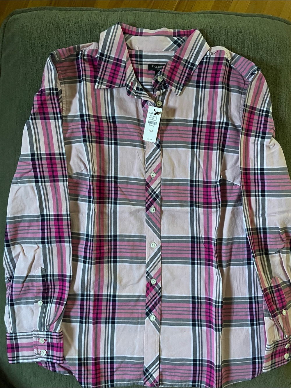 Talbots Pink Plaid Button-Down Shirt